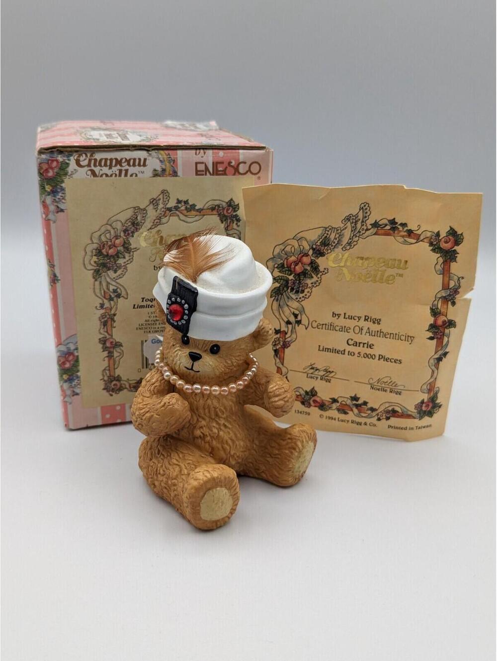 Chapeau Noelle by Lucy Rigg Carrie Bear Figurine 1994, Limited Edition